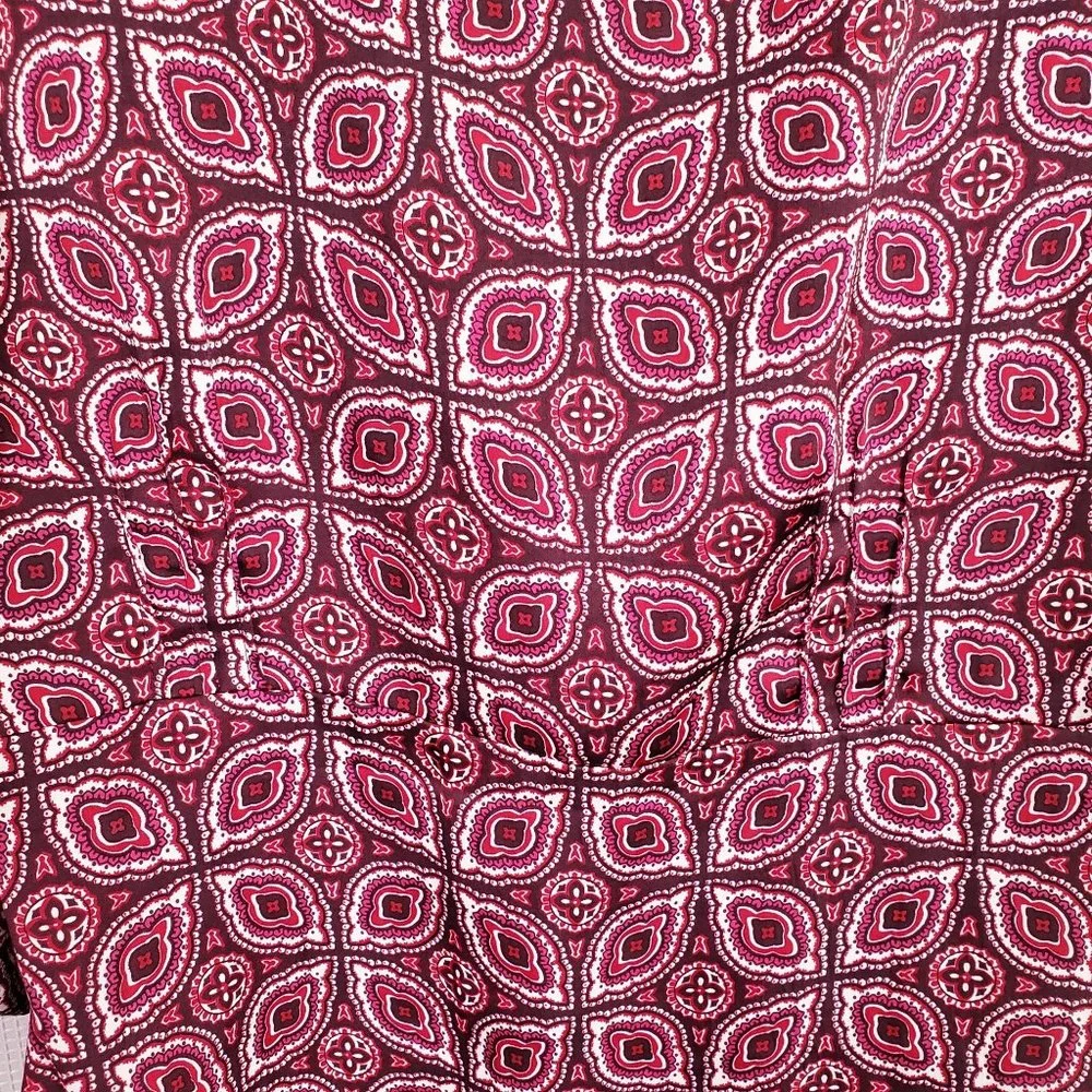 Banana Republic Size XL Blouse Half Button Peasant Puff Sleeve Pullover Maroon